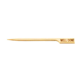 Palillo marcador de carne «Muy hecho» TableCraft de bambú, 9 cm, paquete de 100